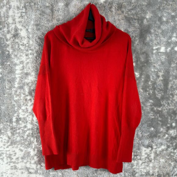French Connection Plus Size 1X Ribbed Cowl Neck Sweater Red Long Sleeve Outdoor - Picture 1 of 8